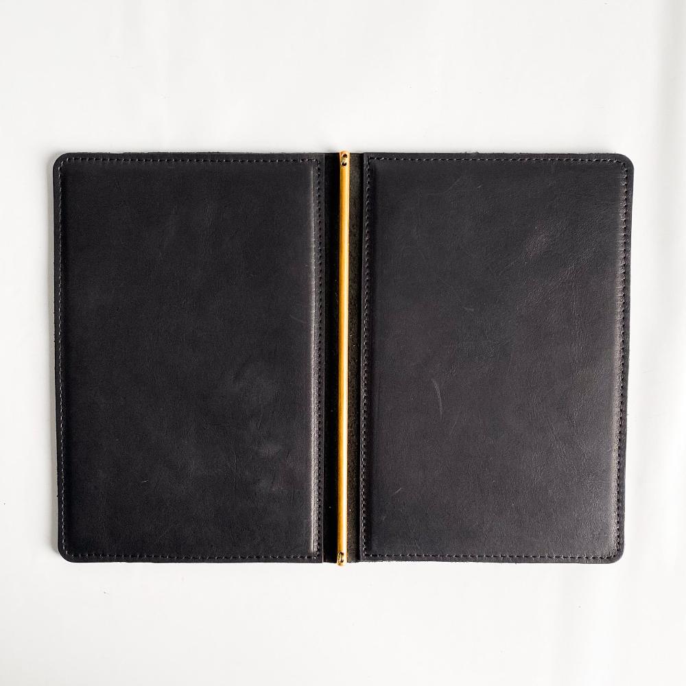 A5 Leather and brass menu cover