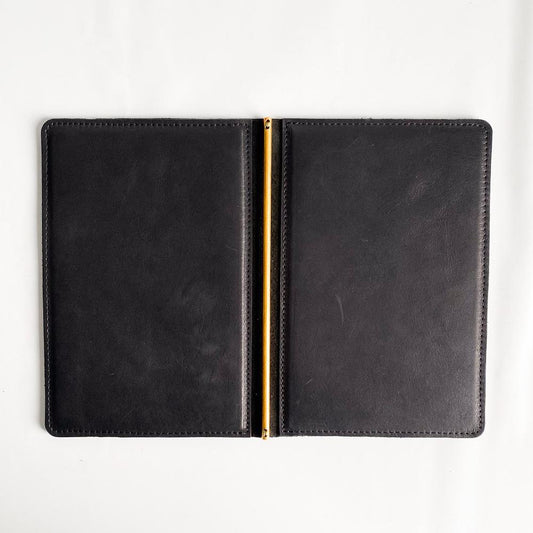 A5 Leather and brass menu cover