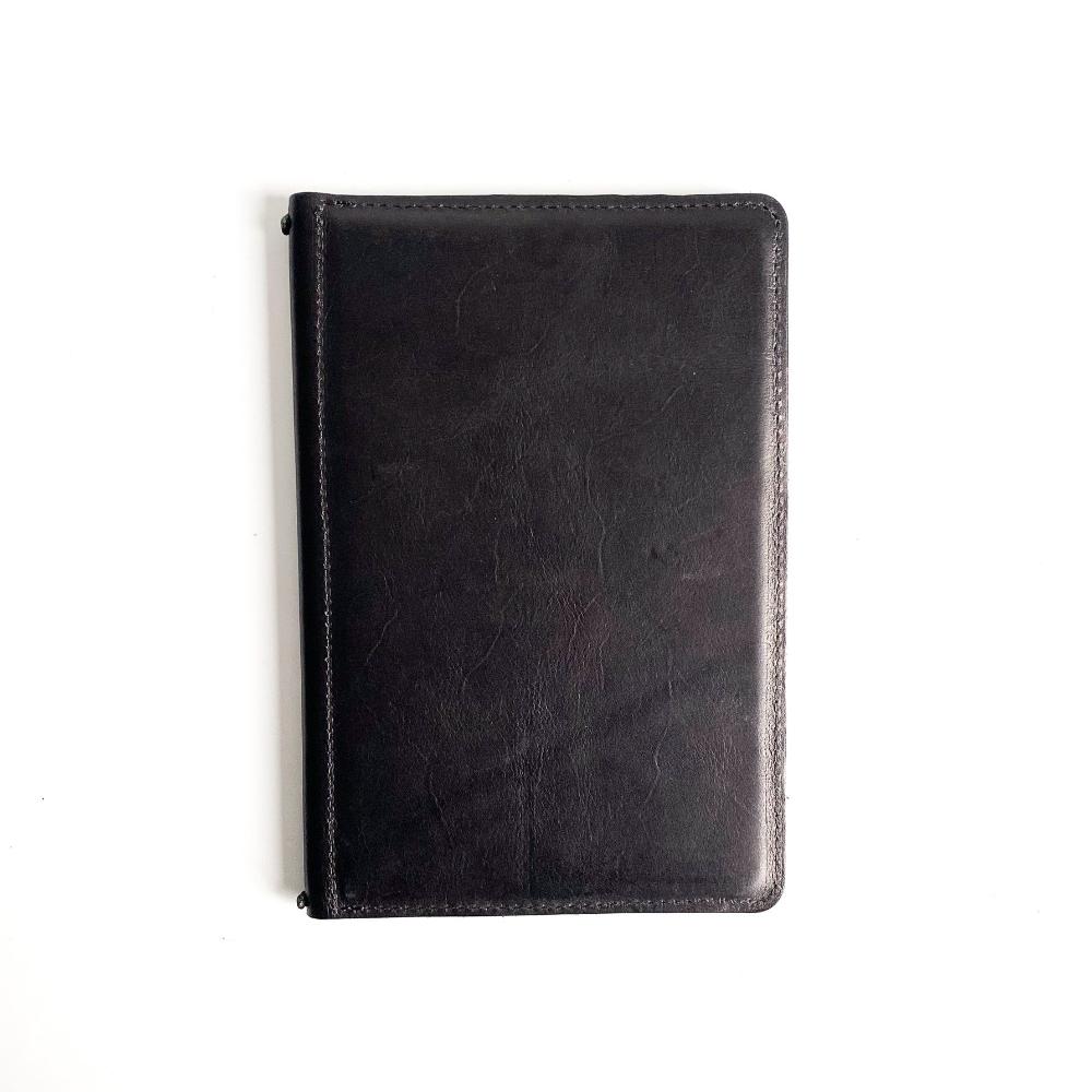 A5 Leather and brass menu cover