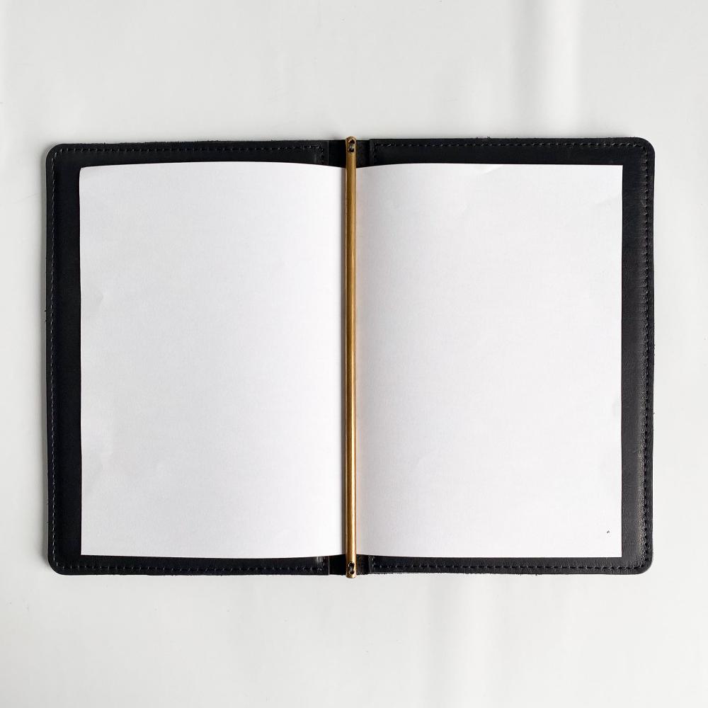 A5 Leather and brass menu cover