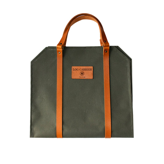 Log Carrier - Wax Coated Canvas Green