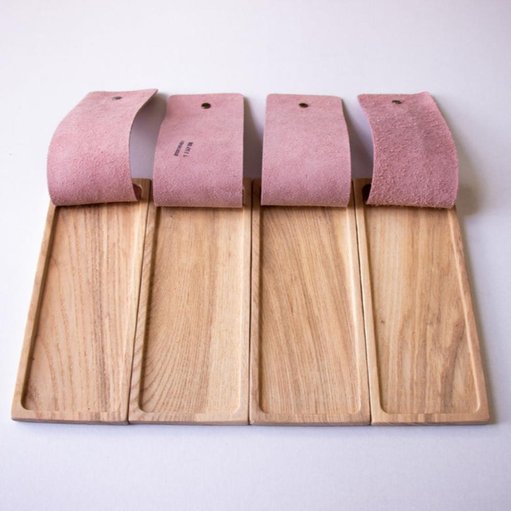 Bill folder- Wood and Leather - Pink