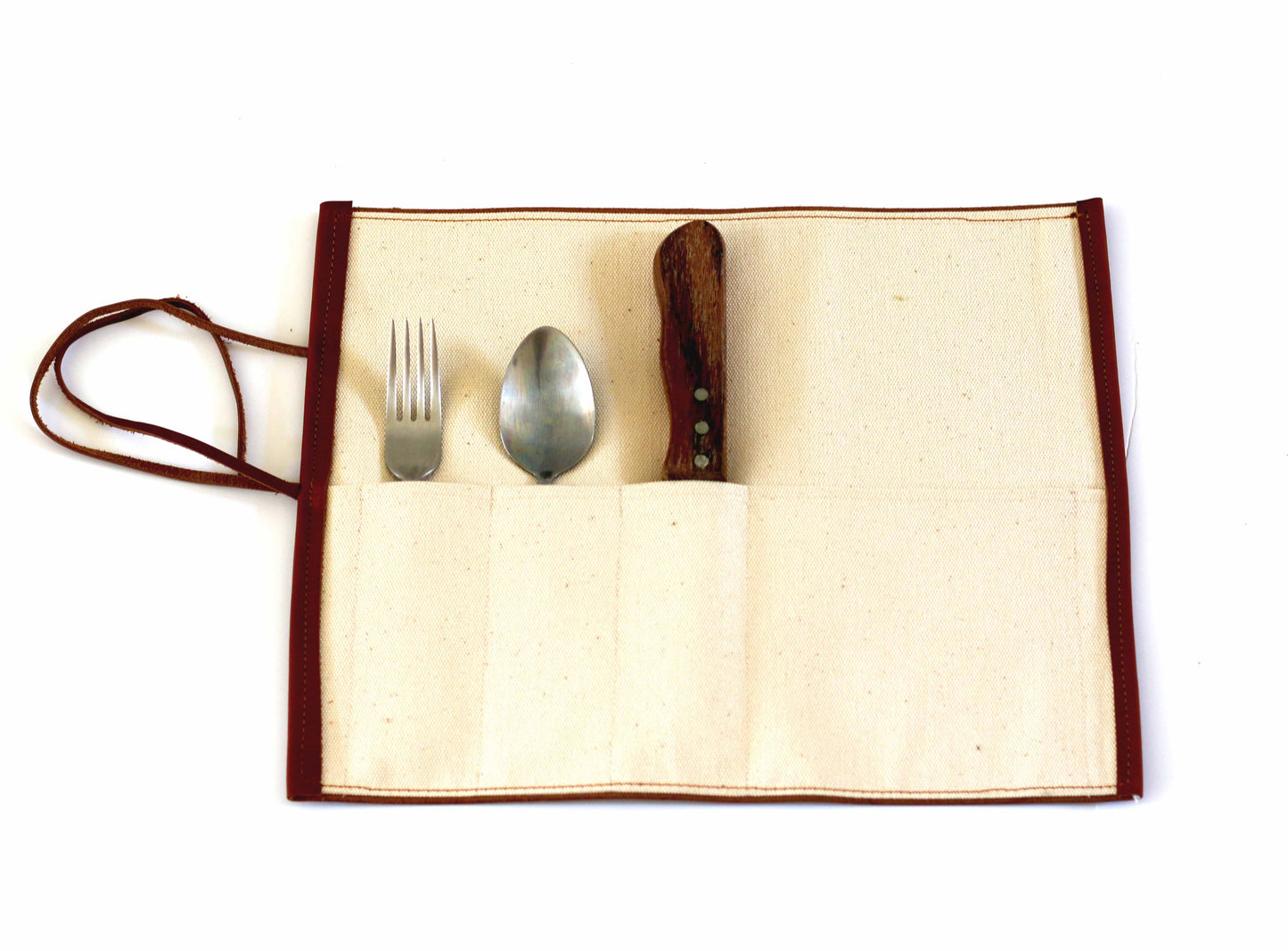 Leather cutlery holder