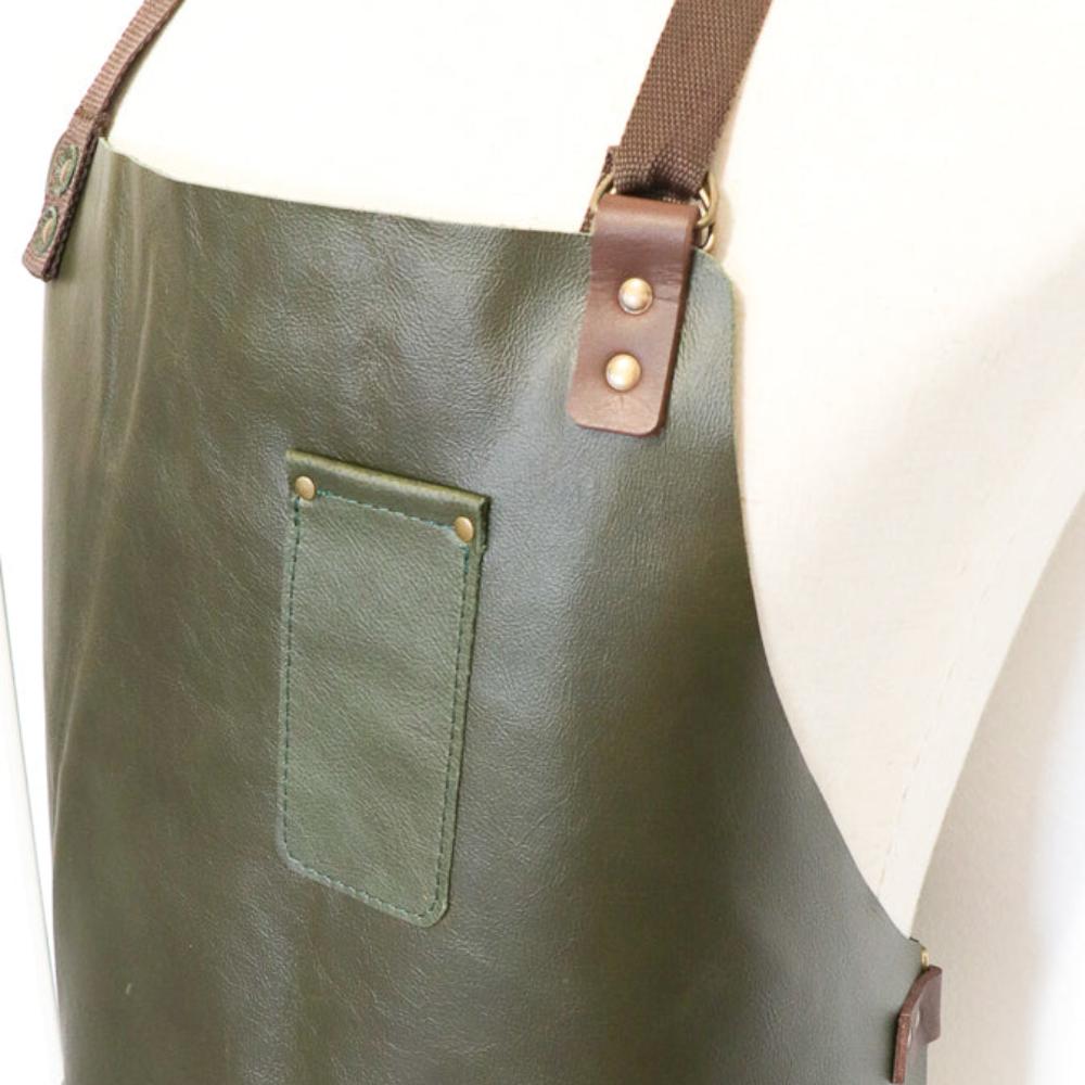 Leather apron - Moss Green