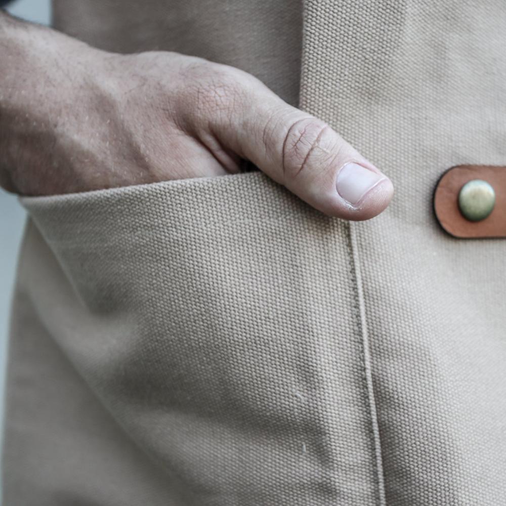 Canvas and Leather Apron - Beige