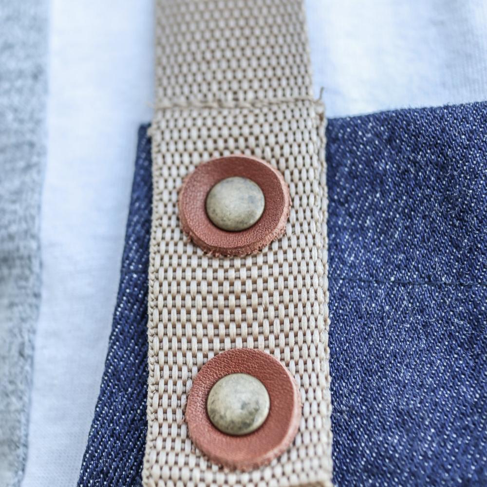 Denim and leather apron