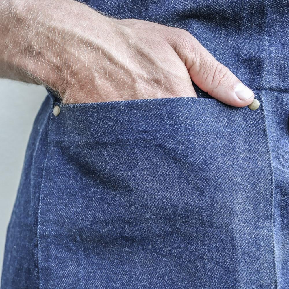 Denim and leather apron