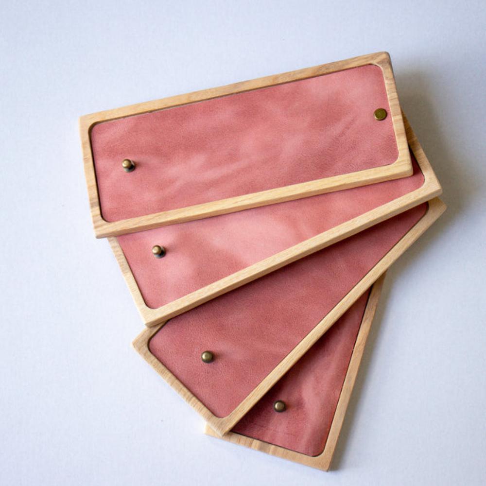 Bill folder- Wood and Leather - Pink