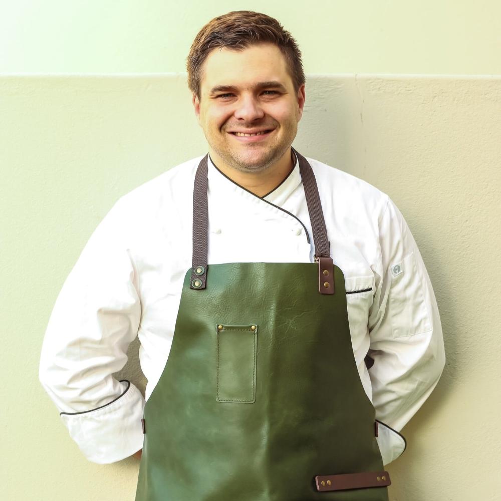Leather apron - Moss Green