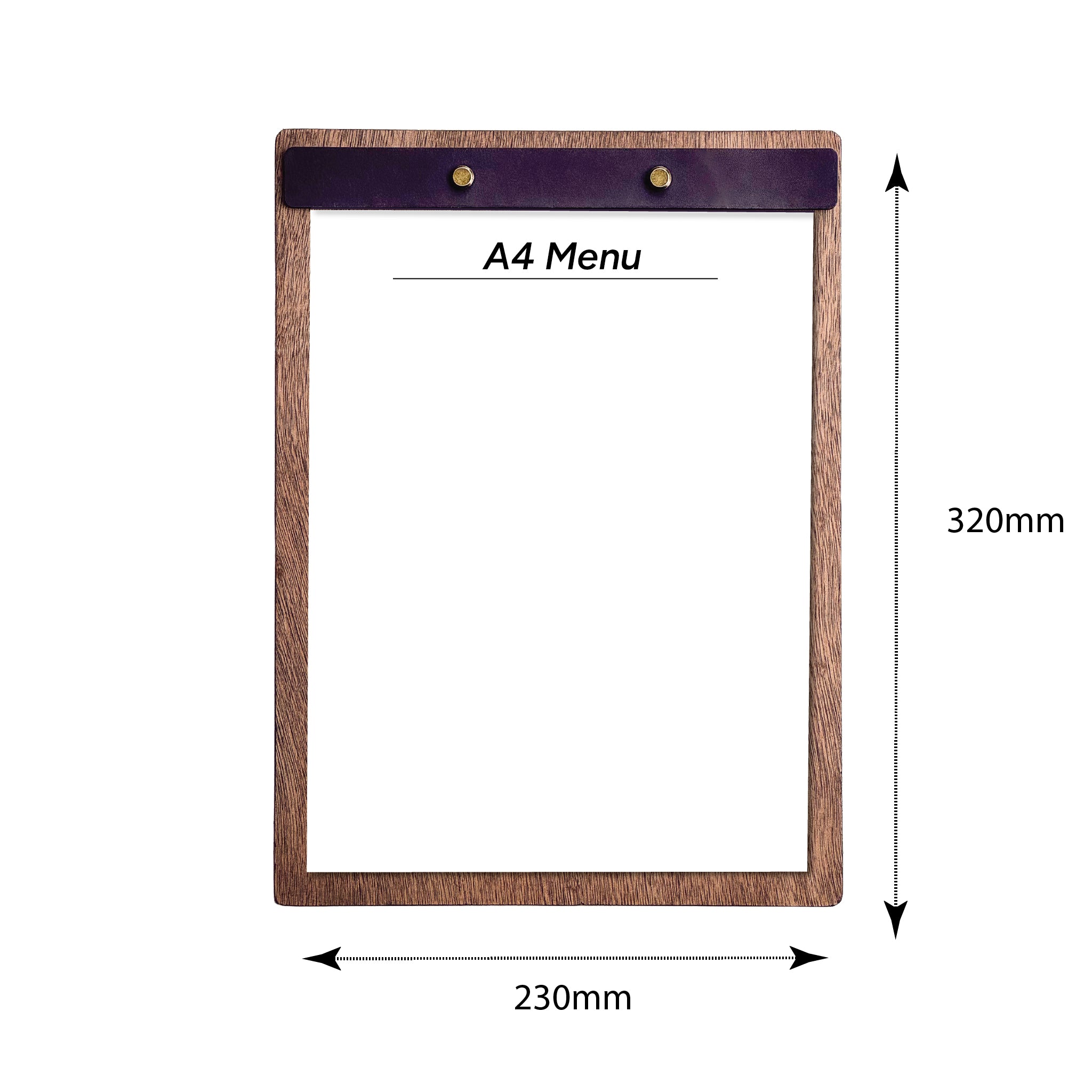 Wooden Menu Board with leather strip