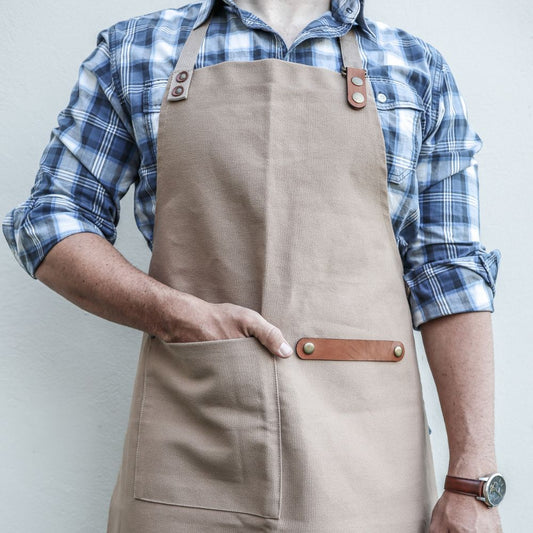 Canvas and Leather Apron - Beige