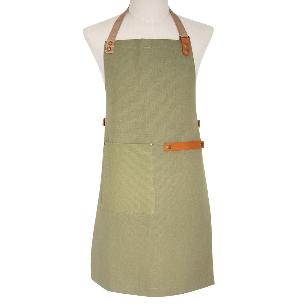 Canvas and Leather Apron - Olive Green