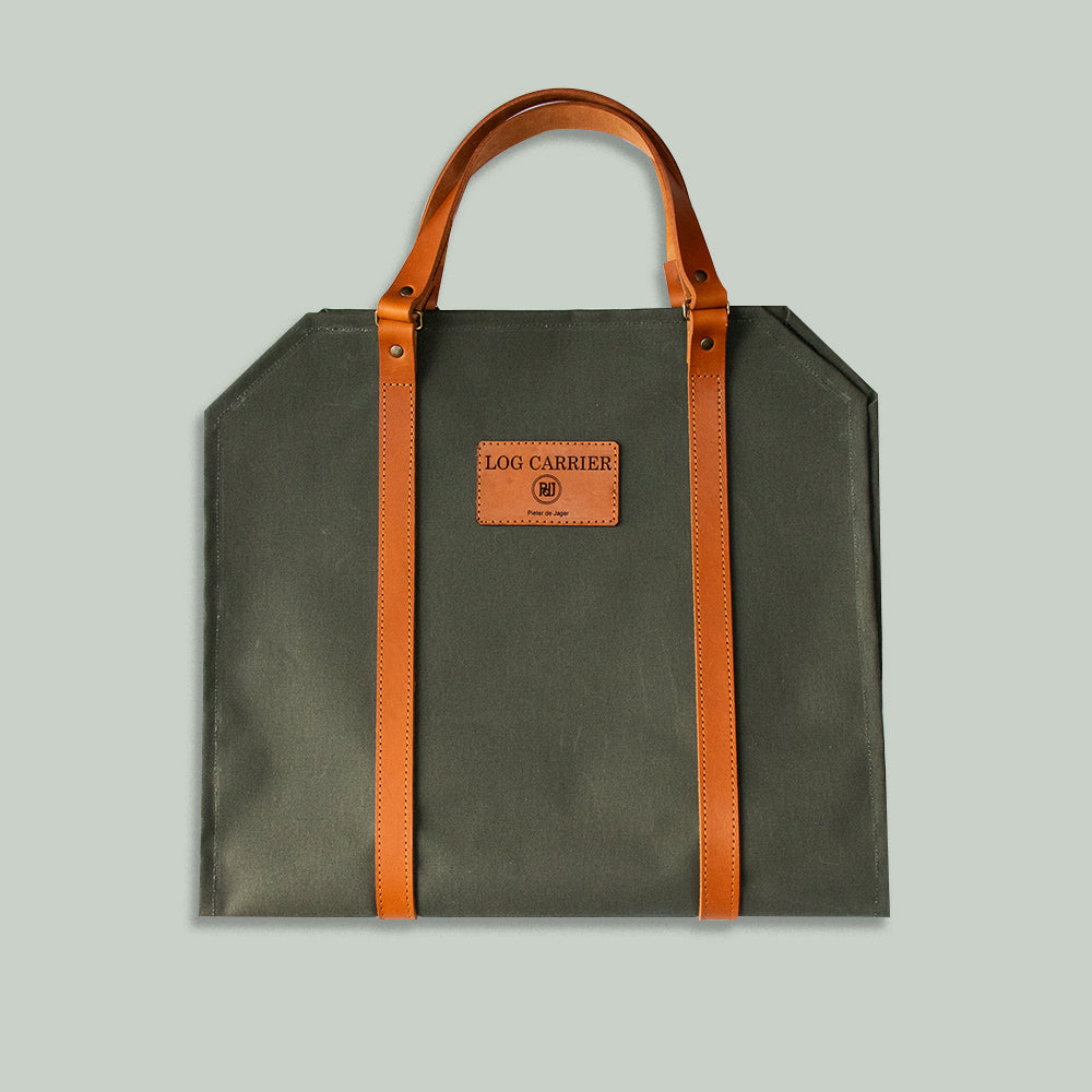 Log Carrier - Wax Coated Canvas Green