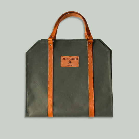 Log Carrier - Wax Coated Canvas Green