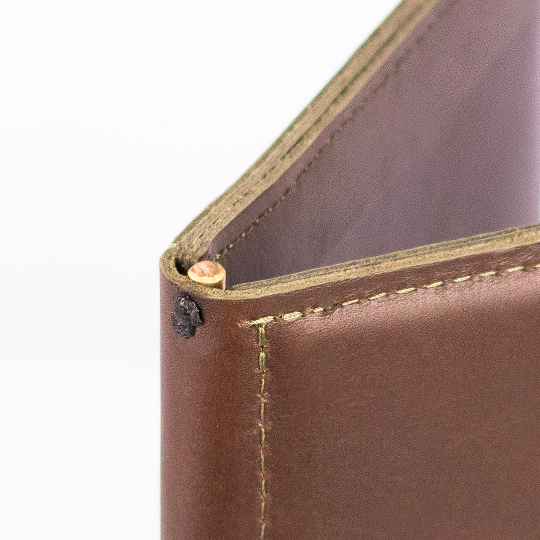 Leather Menu cover - One pager folder with Brass rod centre