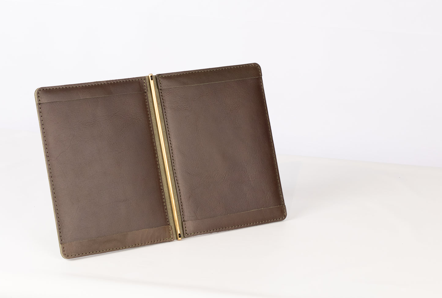Leather Menu cover - One pager folder with Brass rod centre