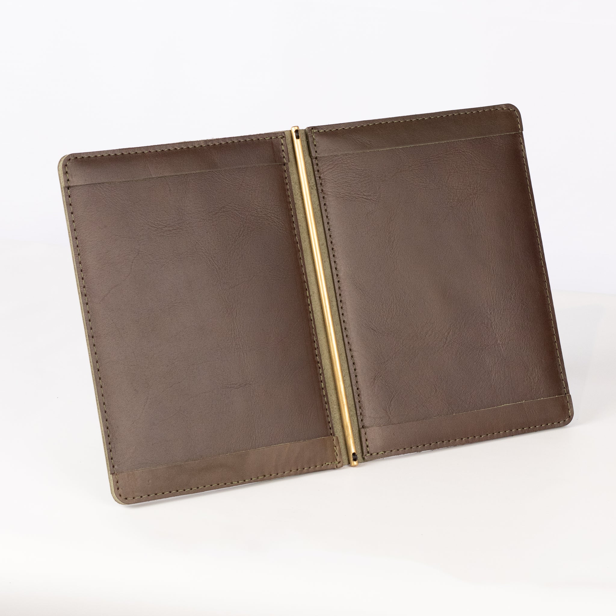 Leather Menu cover - One pager folder with Brass rod centre