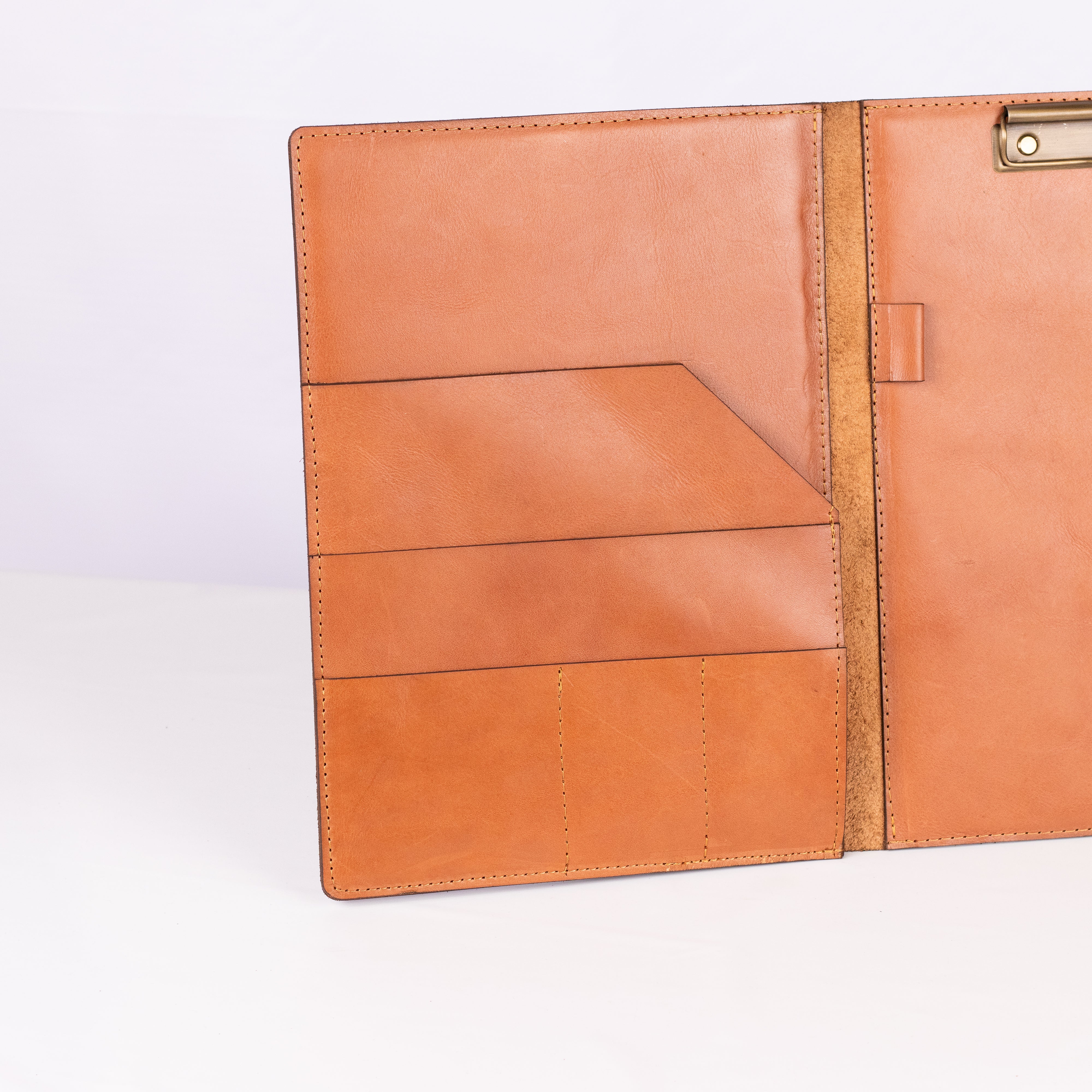A4 Leather information folder - With page clip and leather pockets
