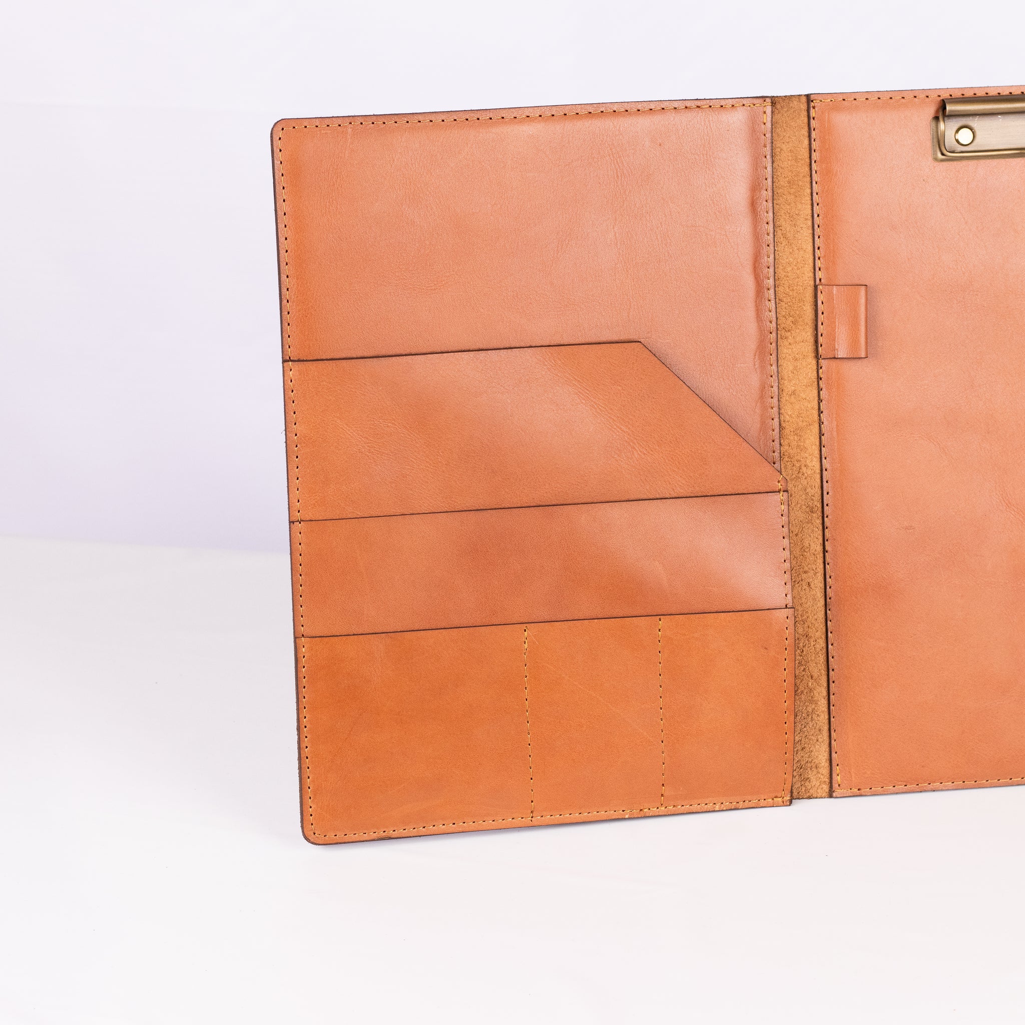 A4 Leather information folder - With page clip and leather pockets