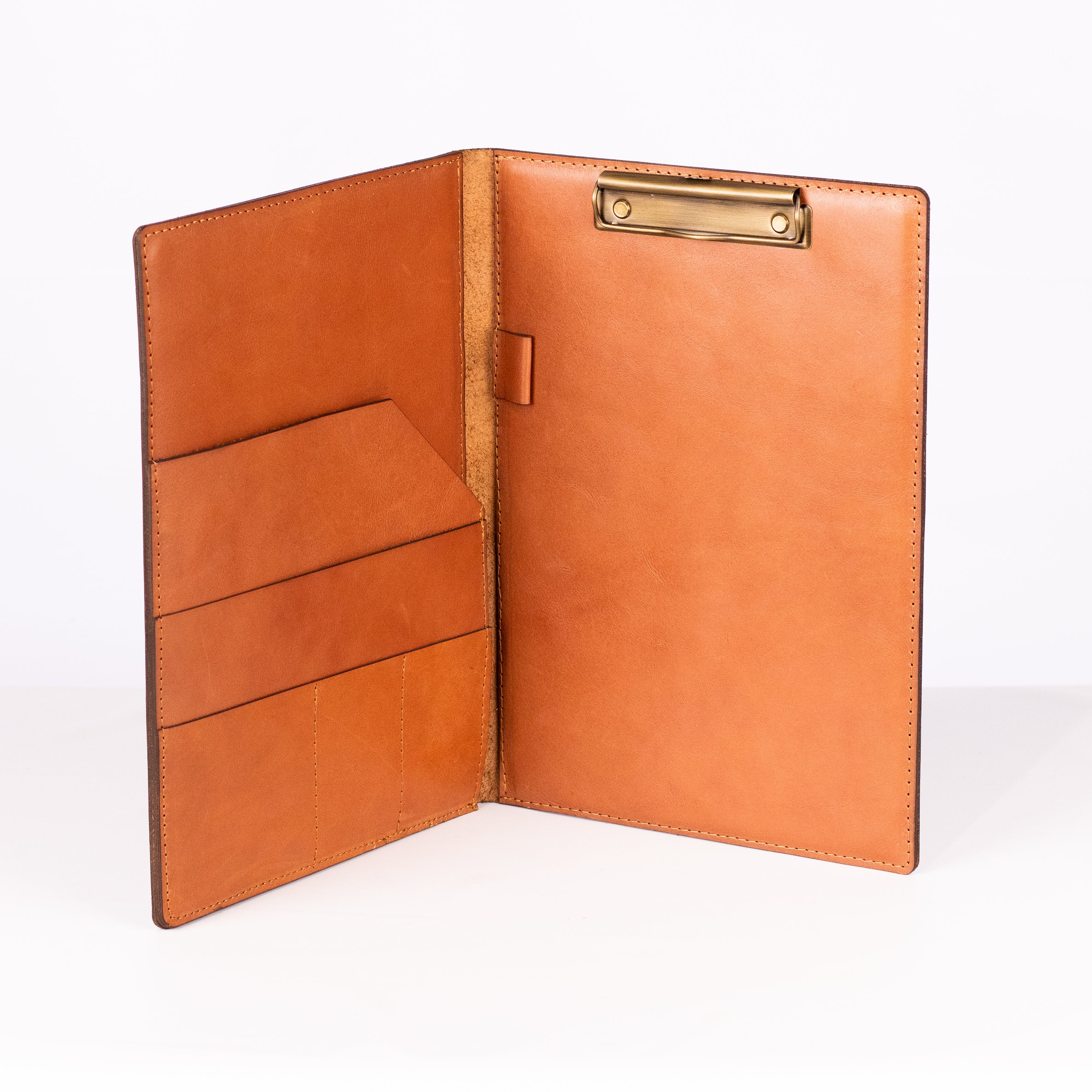 A4 Leather information folder - With page clip and leather pockets