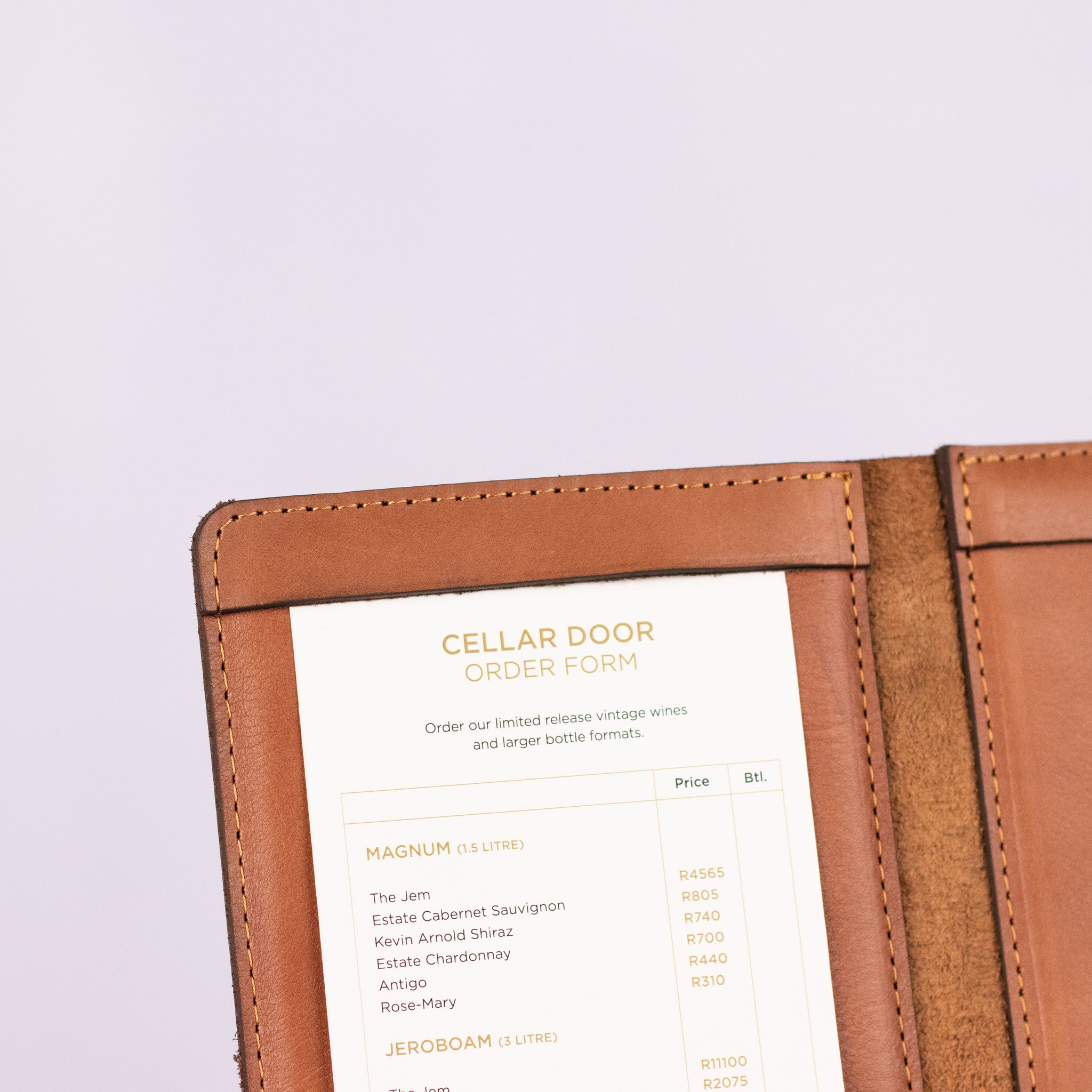 Leather menu cover - A4 Slim line _ One pager folder