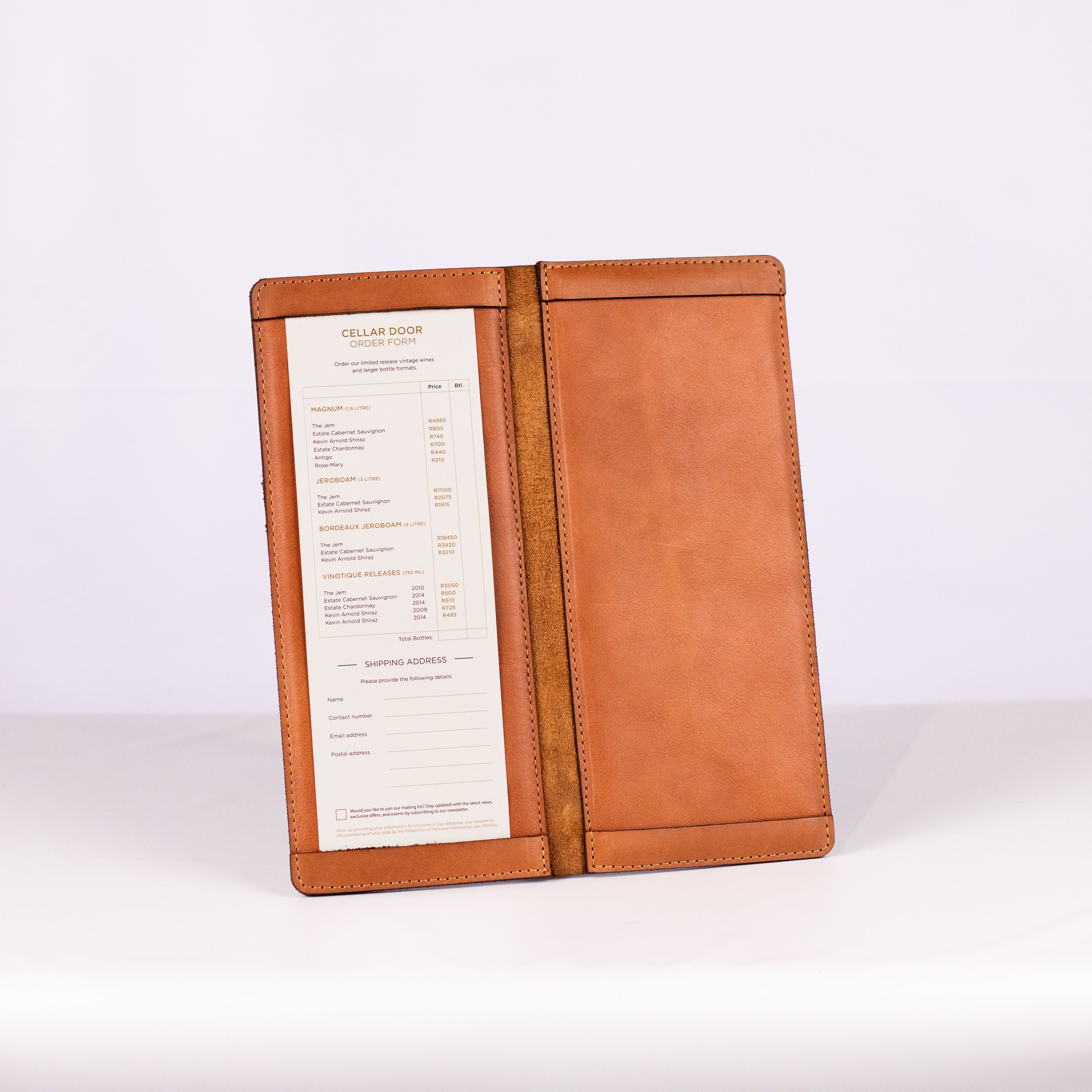 Leather menu cover - A4 Slim line _ One pager folder