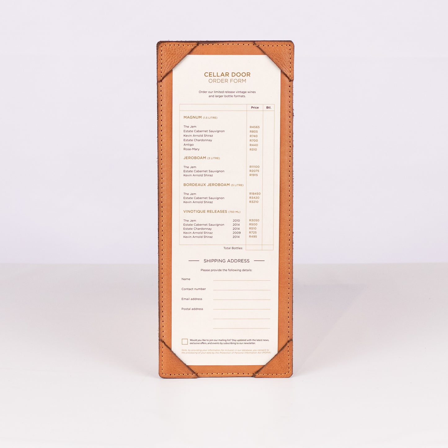 A4 Leather menu cover - Slim line_One pager