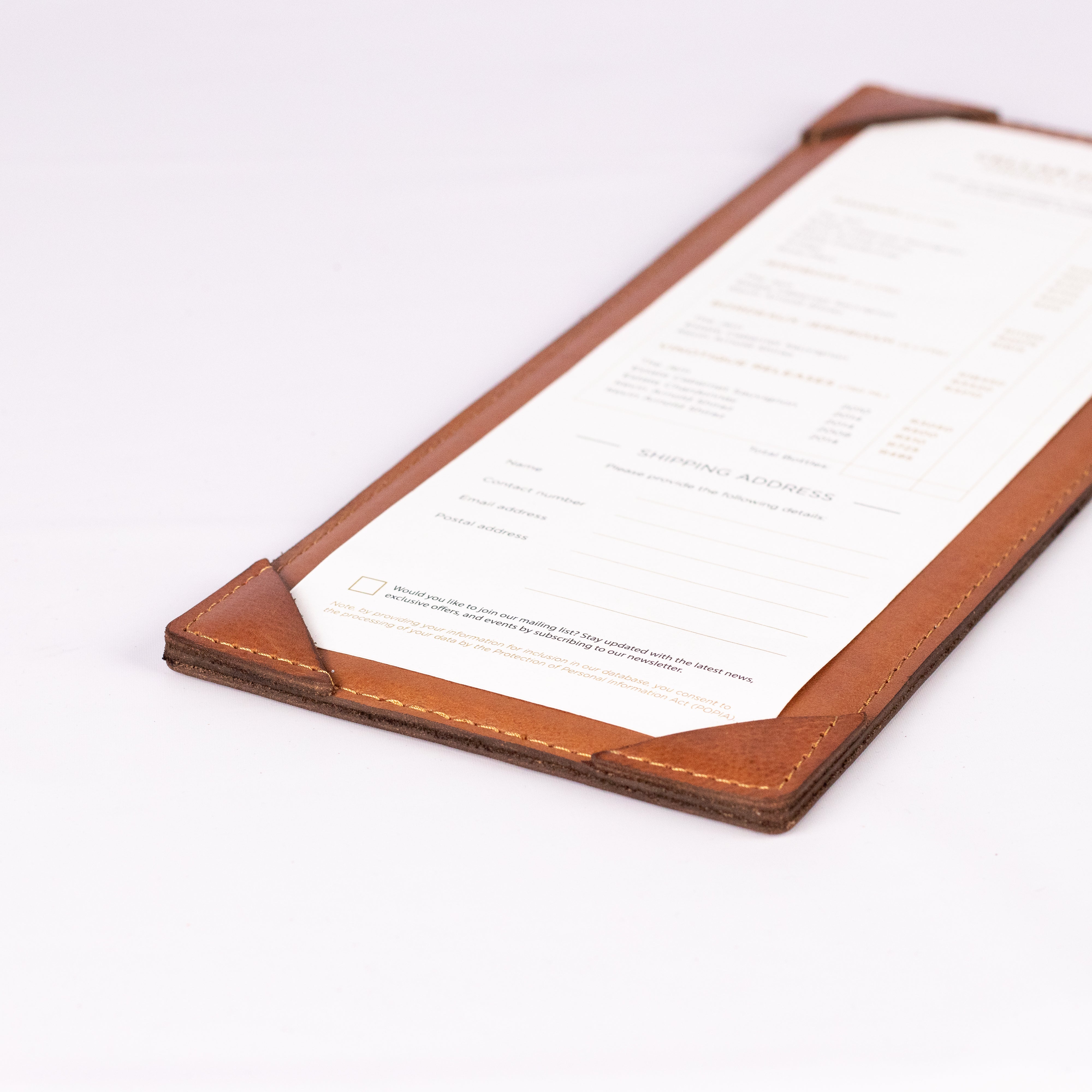A4 Leather menu cover - Slim line_One pager