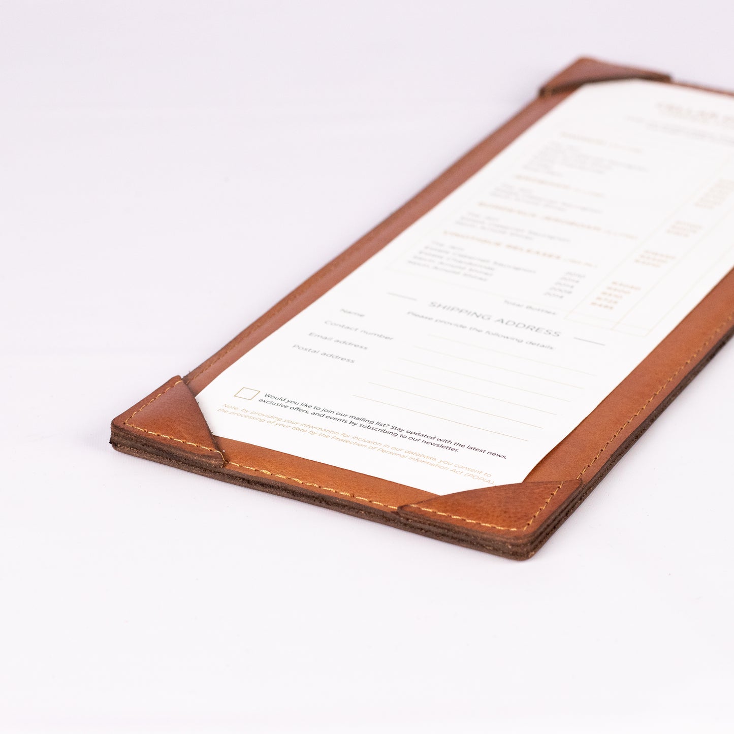 A4 Leather menu cover - Slim line_One pager