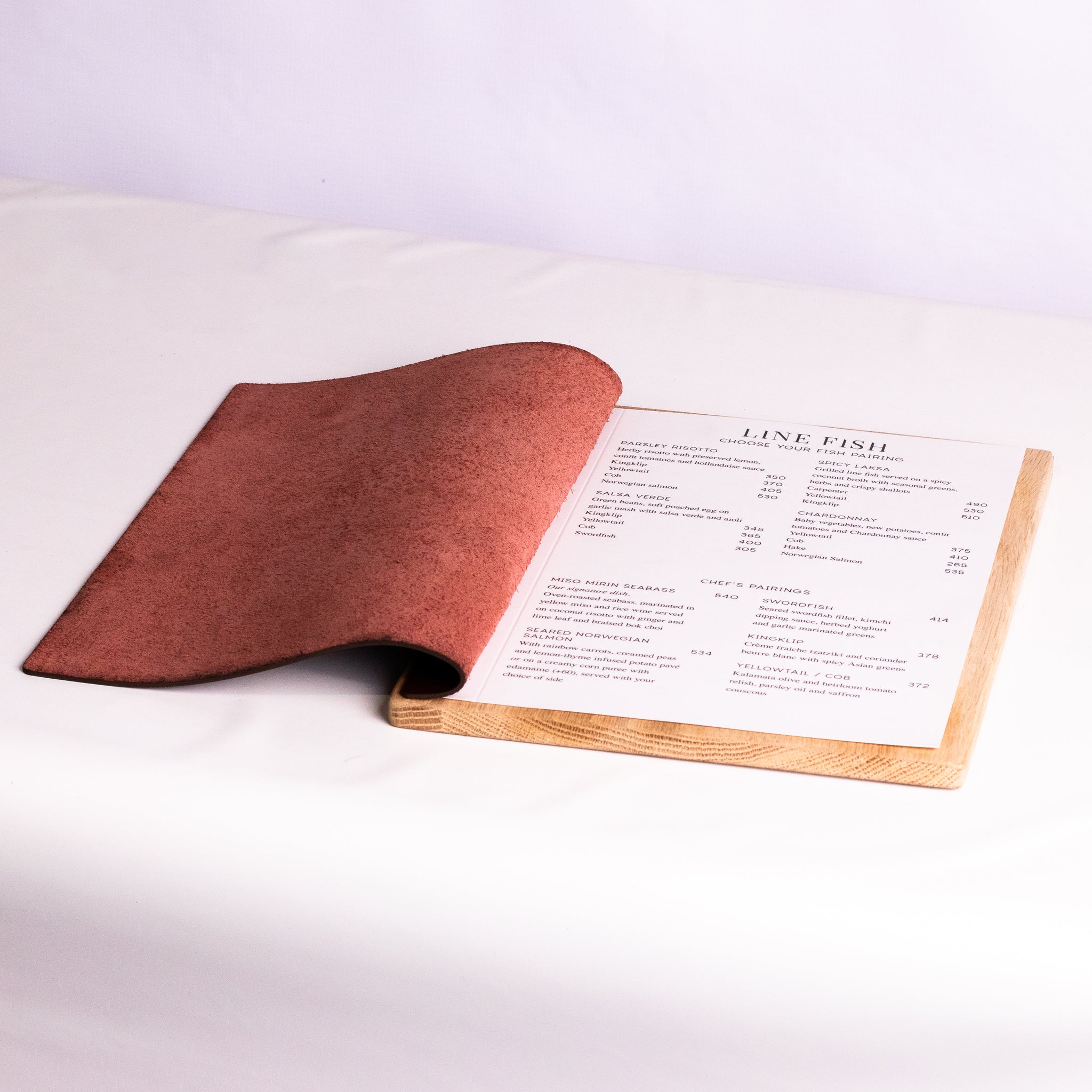 Wood & leather menu cover - A4