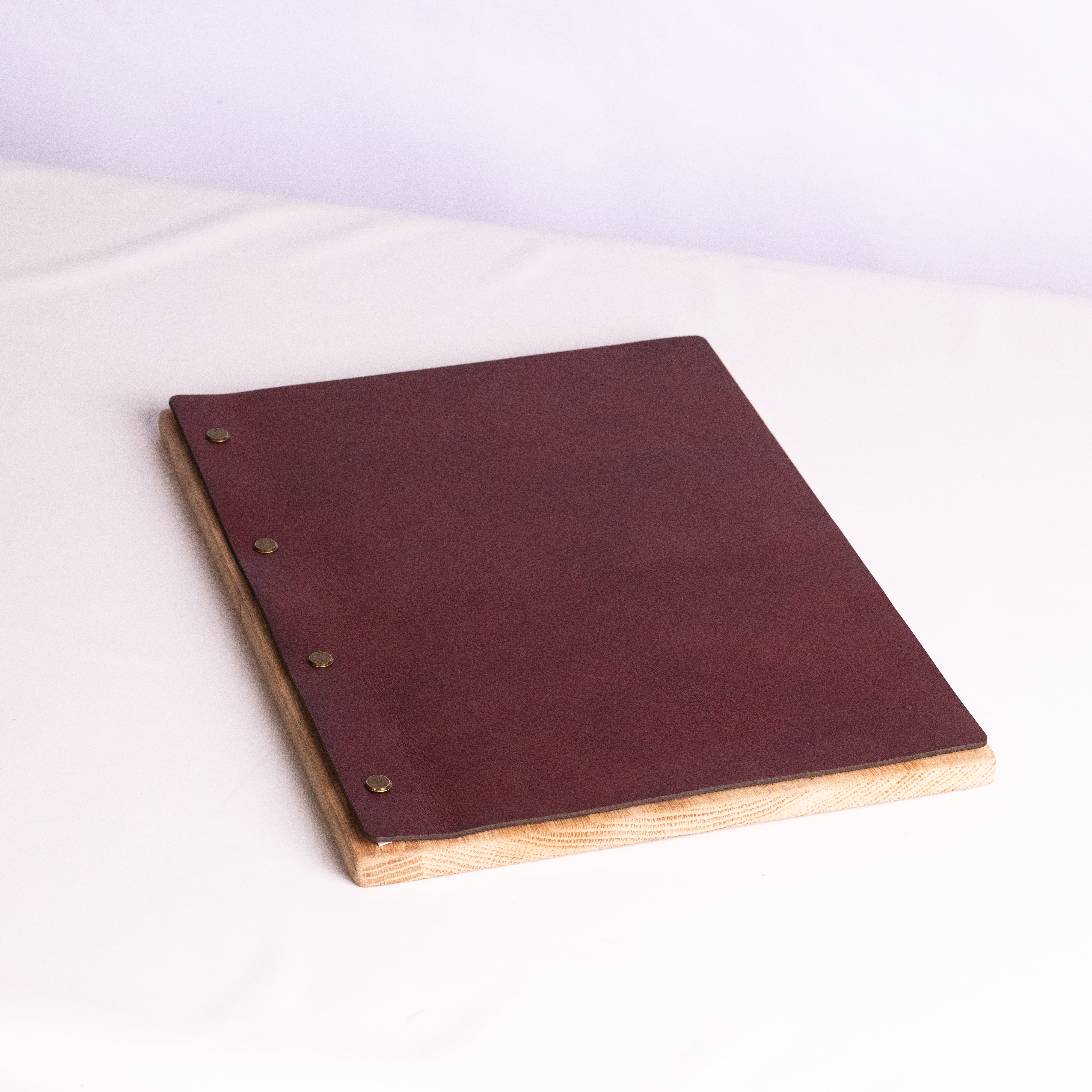 Wood & leather menu cover - A4