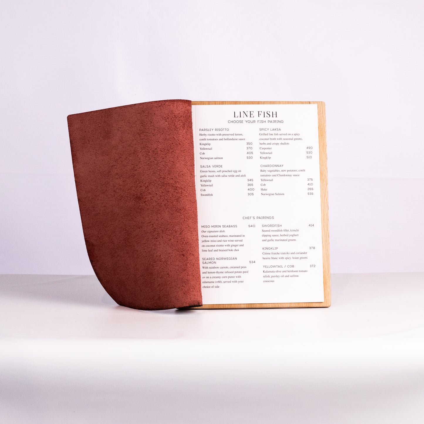 Wood & leather menu cover - A4