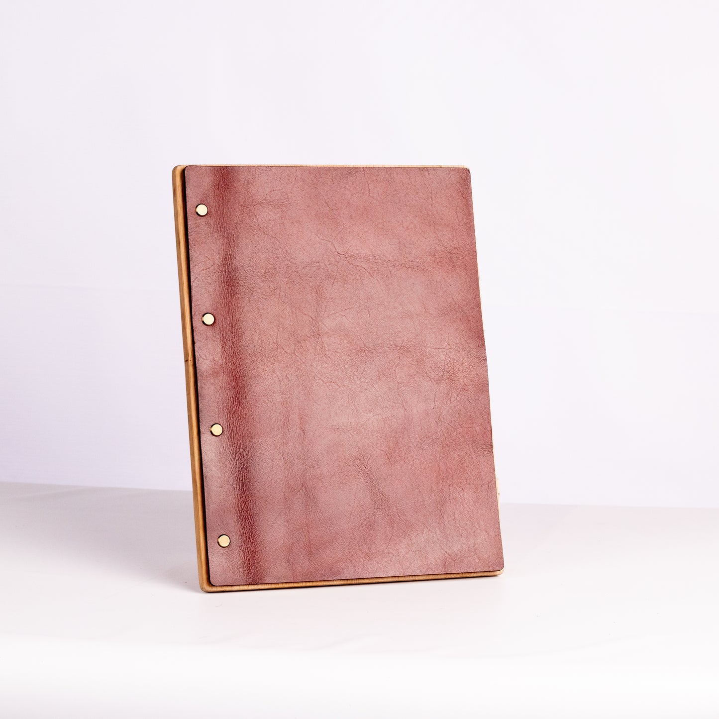 Wood & leather menu cover - A4