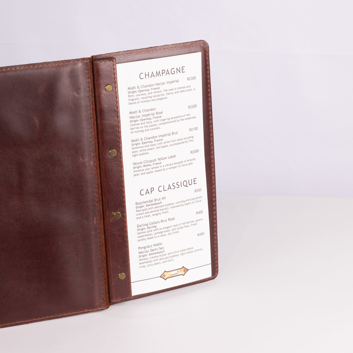 Leather Menu cover - A4 DL size