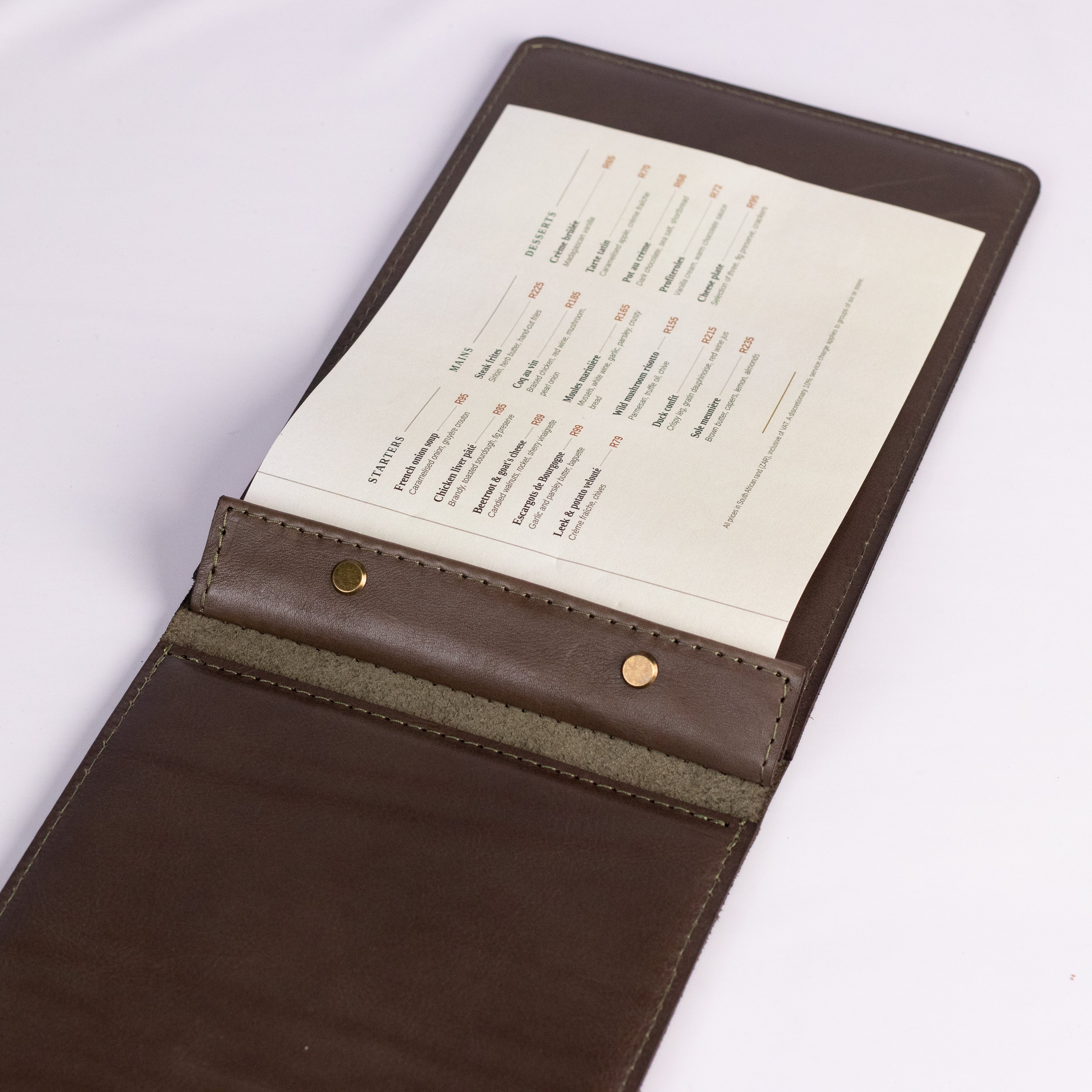 A5 Leather menu cover - Landscape
