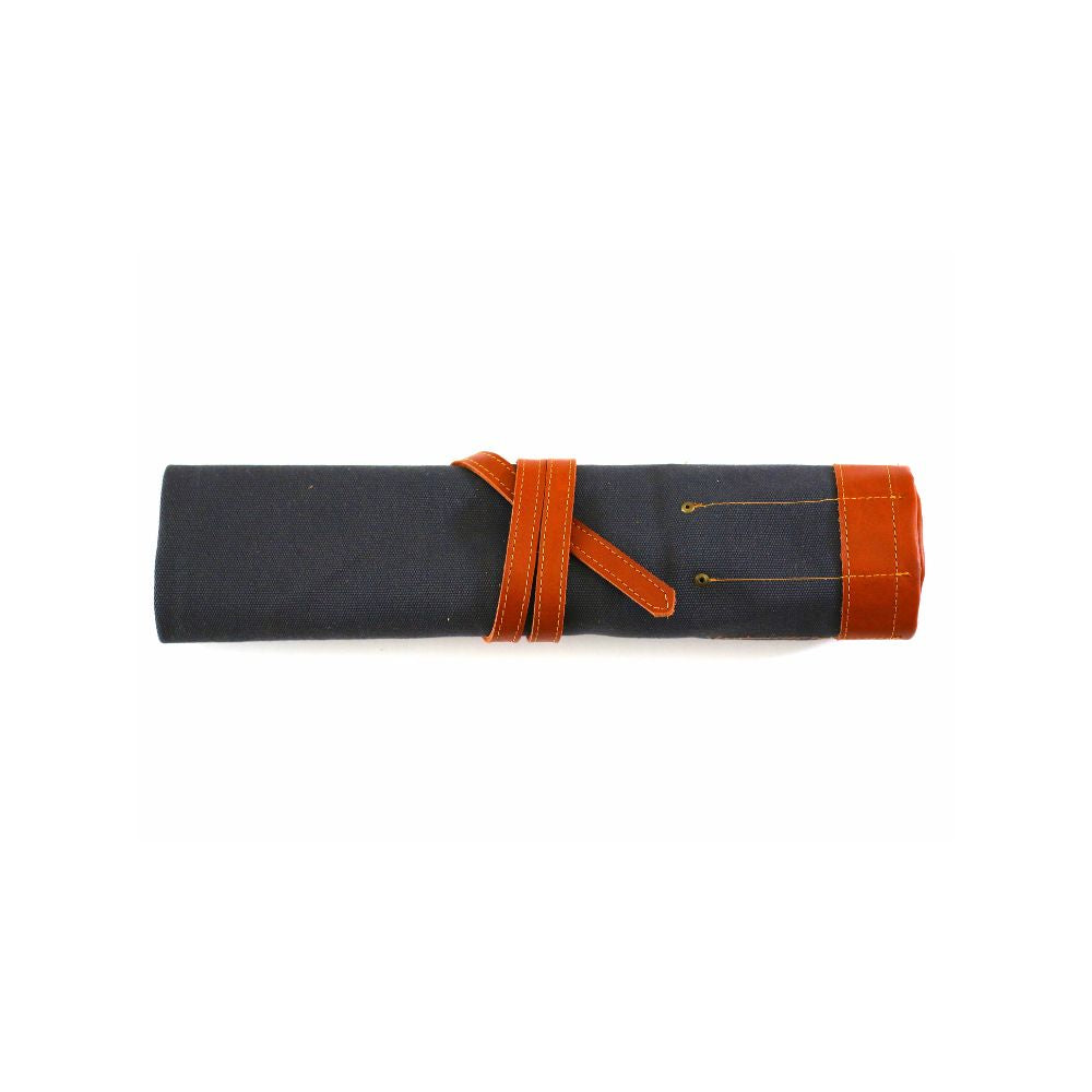 Knife bag - Cotton canvas and leather - Charcoal