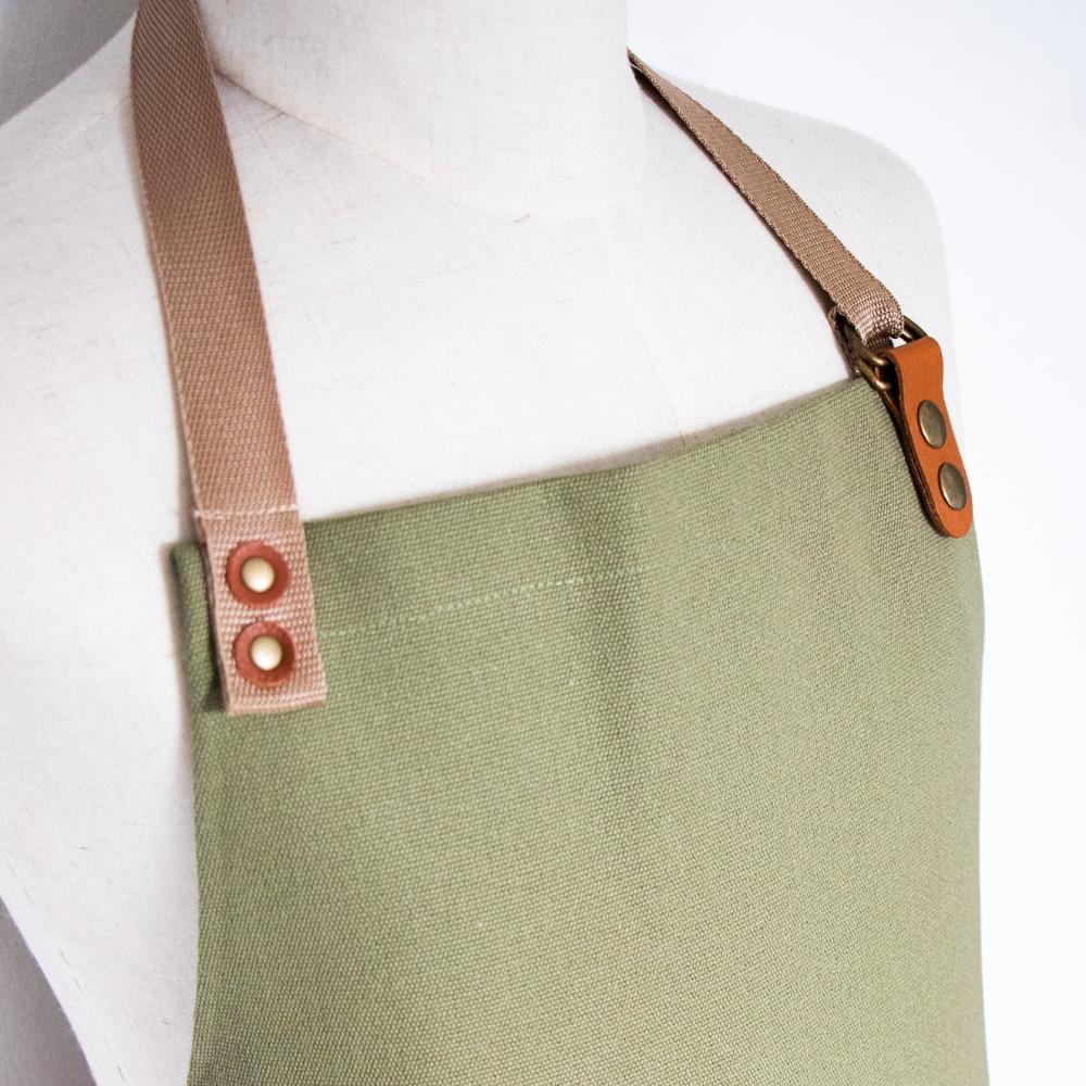 Canvas and Leather Apron - Olive Green