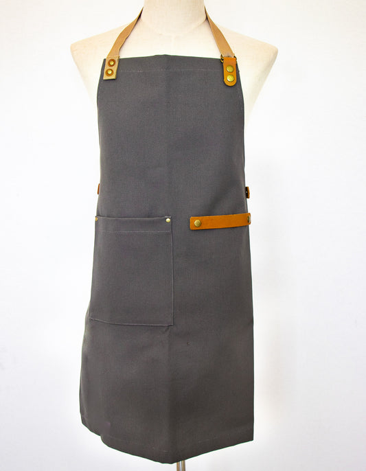 Canvas and Leather Apron - Grey