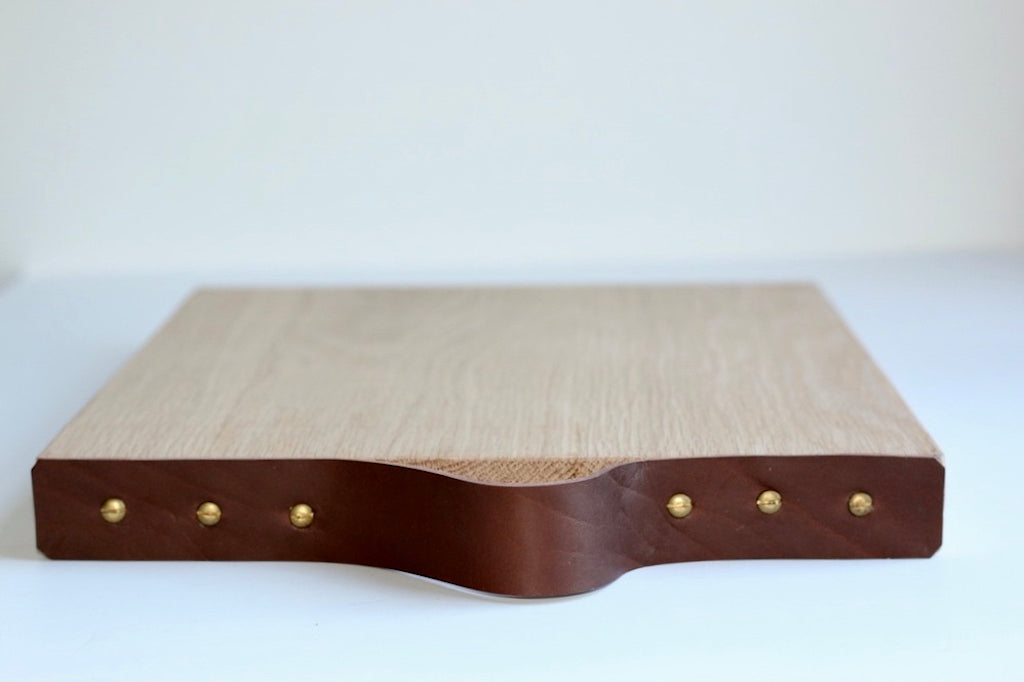 Cutting board- Oak and leather