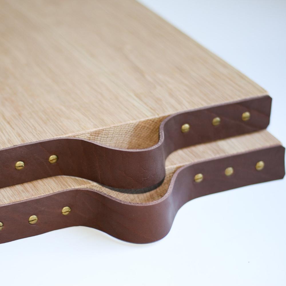 Cutting Board- Oak and Leather