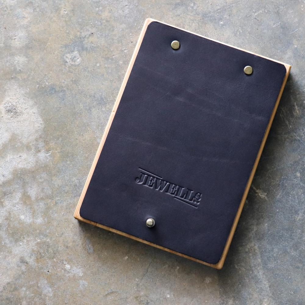 A5 Leather and Wood Menu Covers