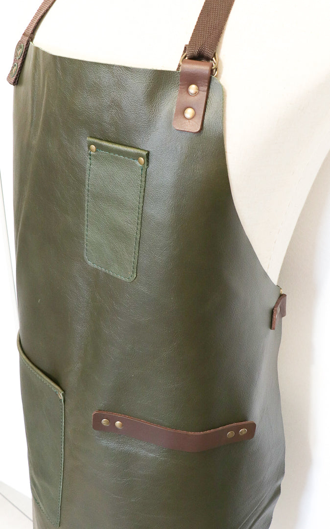 Leather apron - Moss Green – Pieter De Jager