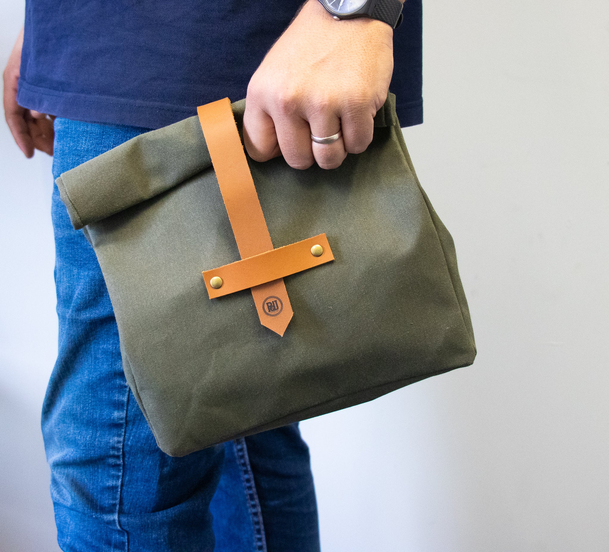 Mens leather lunch bag online