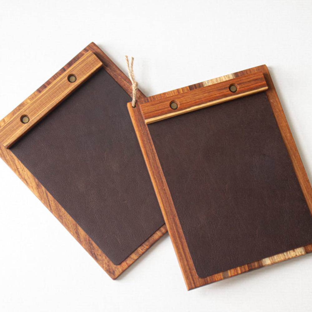 Leather and Wood Menu Cover - A5