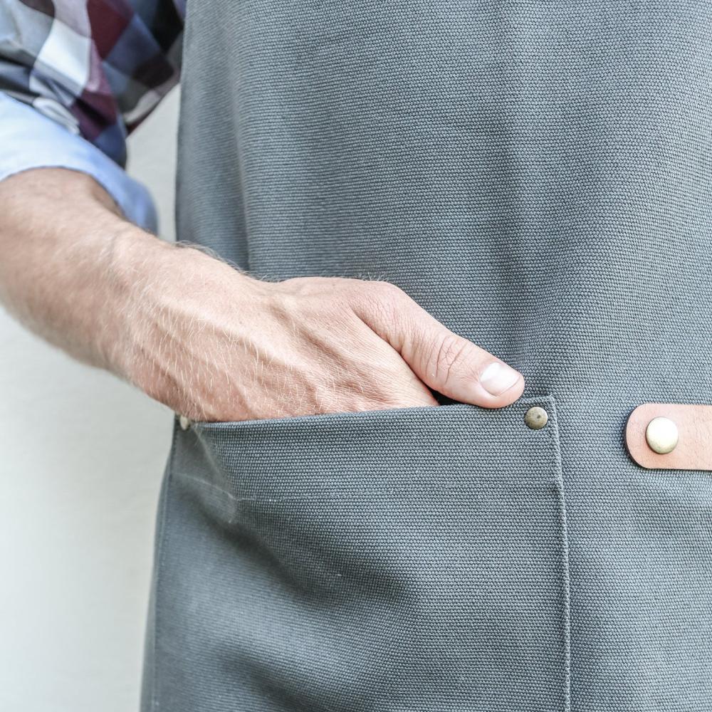 Canvas and Leather Apron - Grey