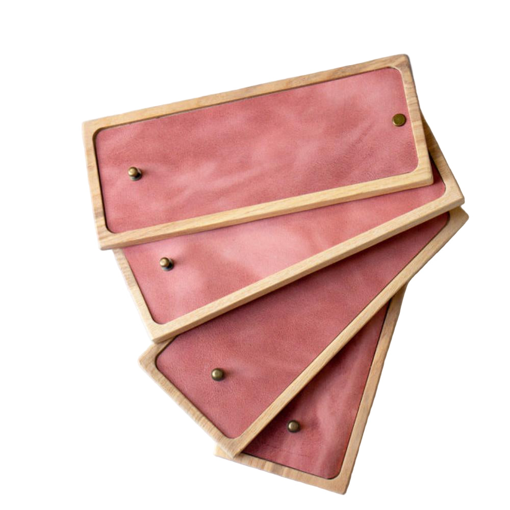 Wood and Leather Bill Folder – Pink
