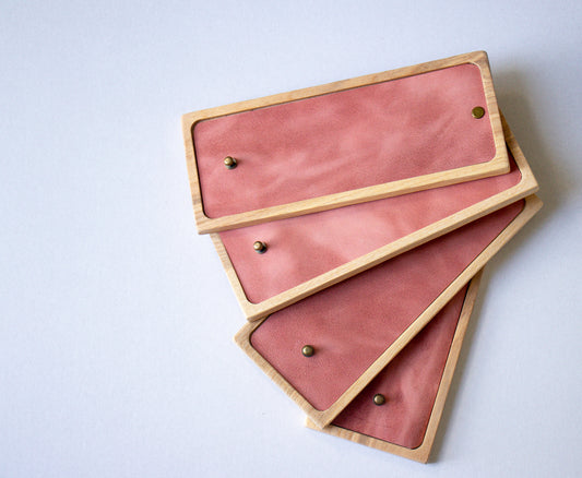 Bill folder- Wood and Leather - Pink